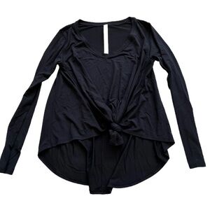 LULULEMON OVERSIZED BLACK LONG SLEEVE TOP SIZE 2 TRENDY STYLISH ACTIVE Chic